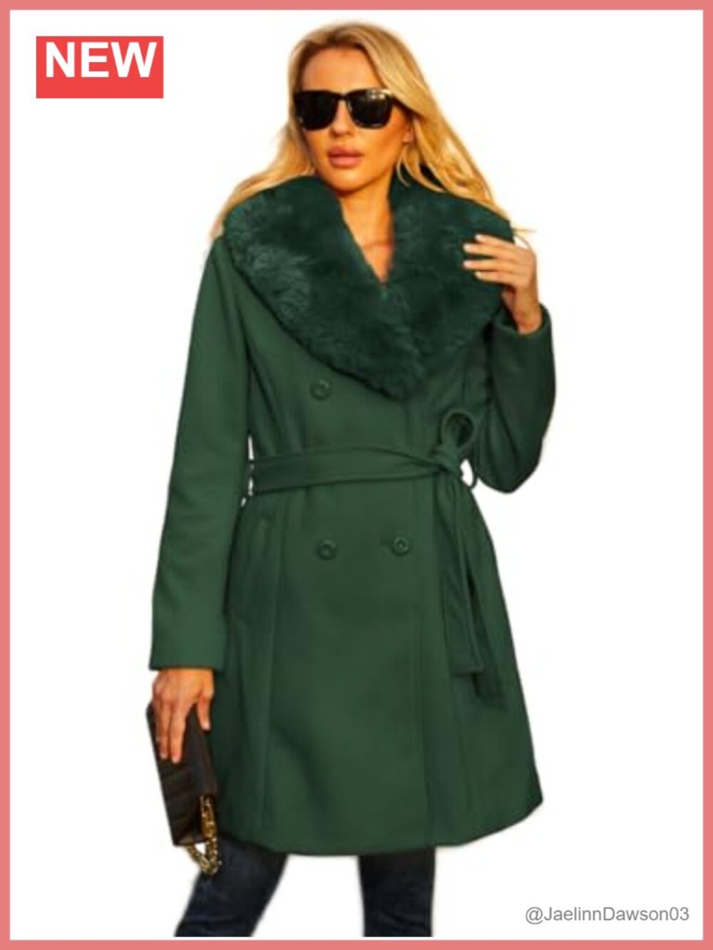 Long Pea Coat Faux Leather Trench Coat Winter Overcoat Double Breasted